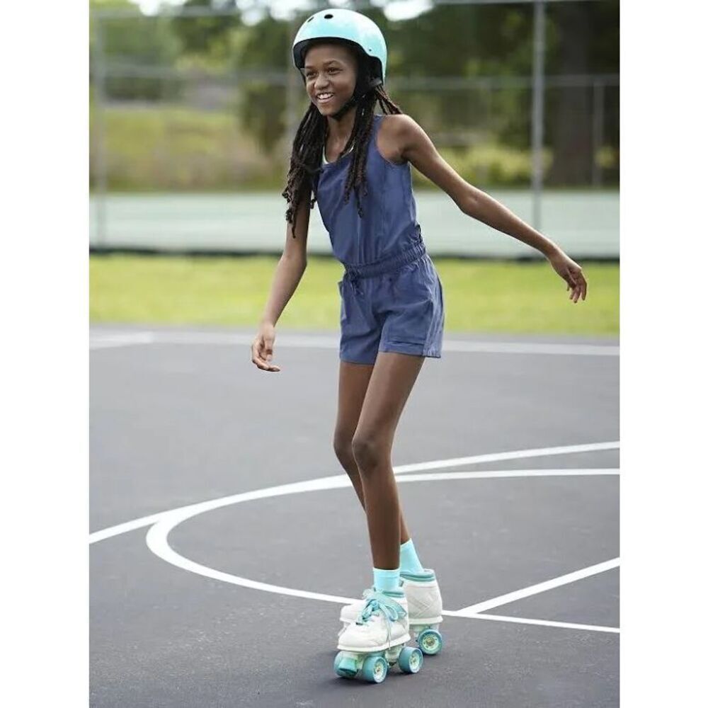 Athleta Girl Explore More Romper In Blue/Swept Size 8-10